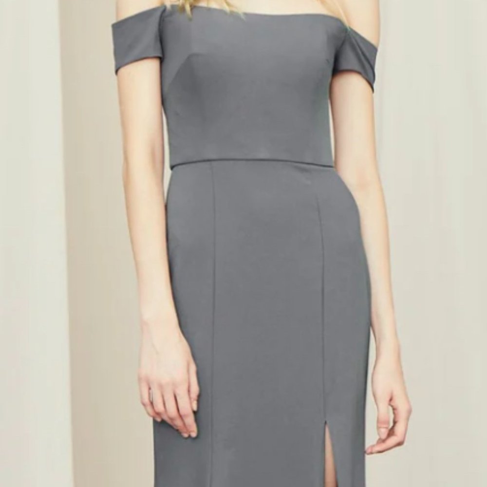Amsale Eden long dress. Size 8 in Platinum color. Never been worn!